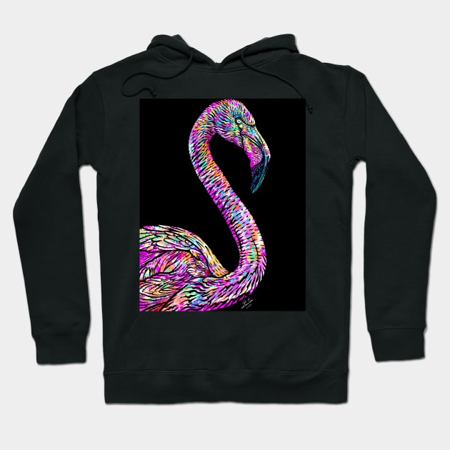 FLAMINGO ink and watercolor portrait Hoodie by lautir